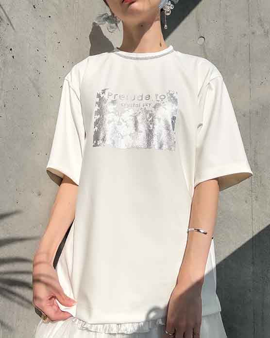 【 レディース 】箔プリントカットソー