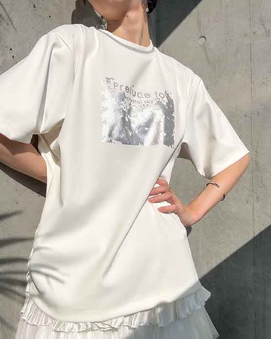 【 レディース 】箔プリントカットソー
